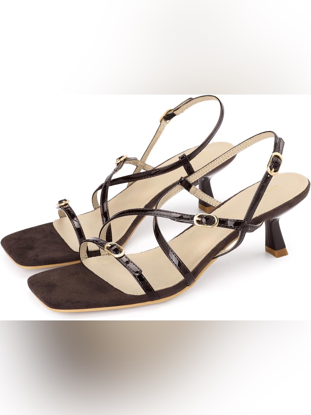 Allegra K Brown Strappy Low Heel Sandals